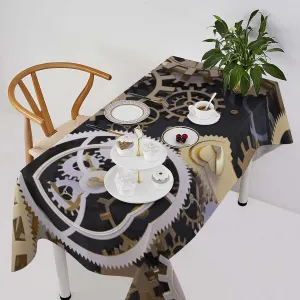 Rectangle Tablecloth Washable Table Cloth Steampunk Mechanical Gears Steampunk Mechanical Gears Tablecloths Wrinkle Free Table Cover for Dining Table Decorative Fabric Kitchen Tablecover for Outdoor F