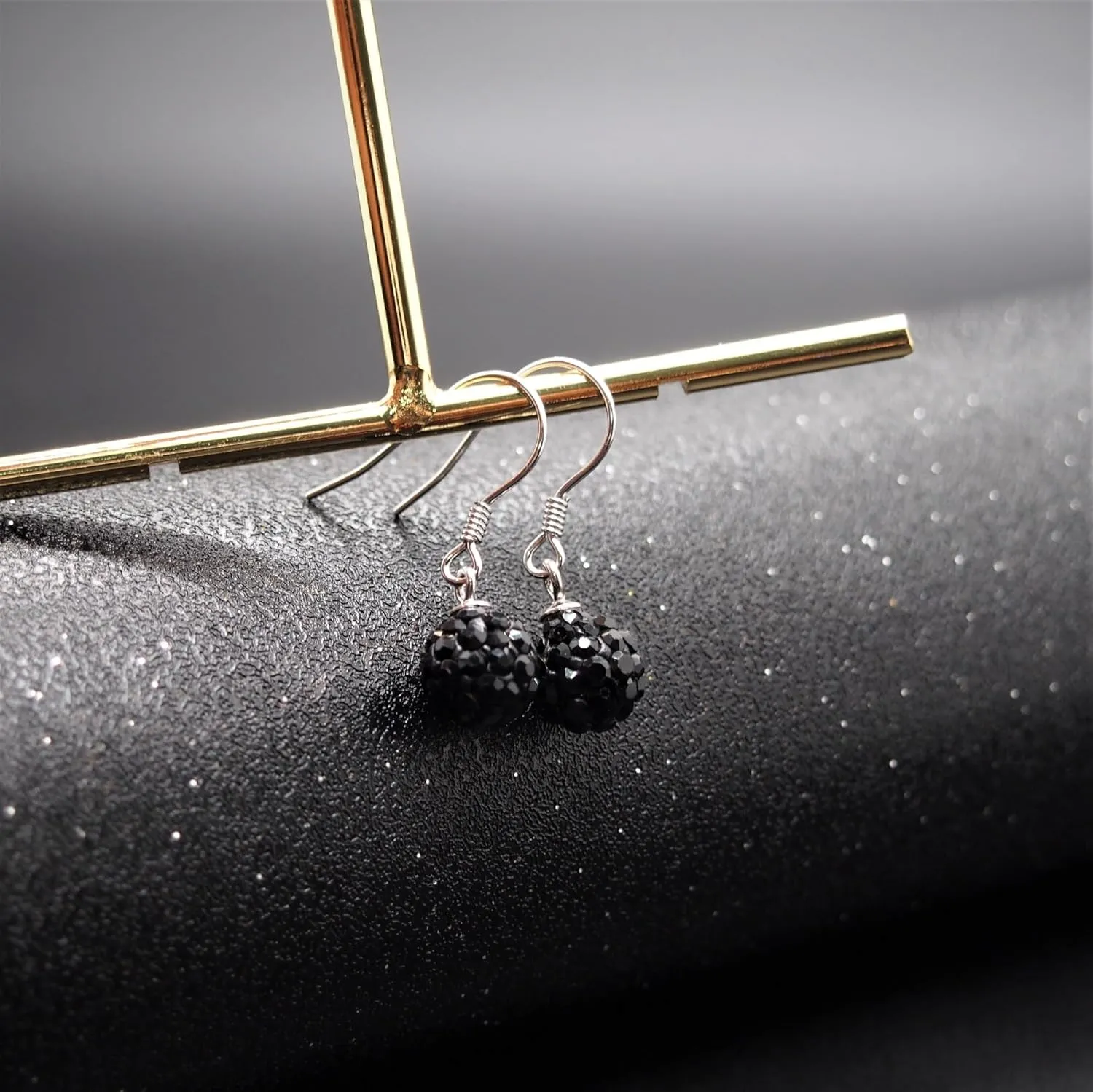 Red/Beige/Violet/Black/White/Pink Crystal Disco Ball Clay Beads Shamballa Long Tassel Dangle Earrings, 925 Sterling Silver Drop Threader Hook Earrings for Women, 8MM