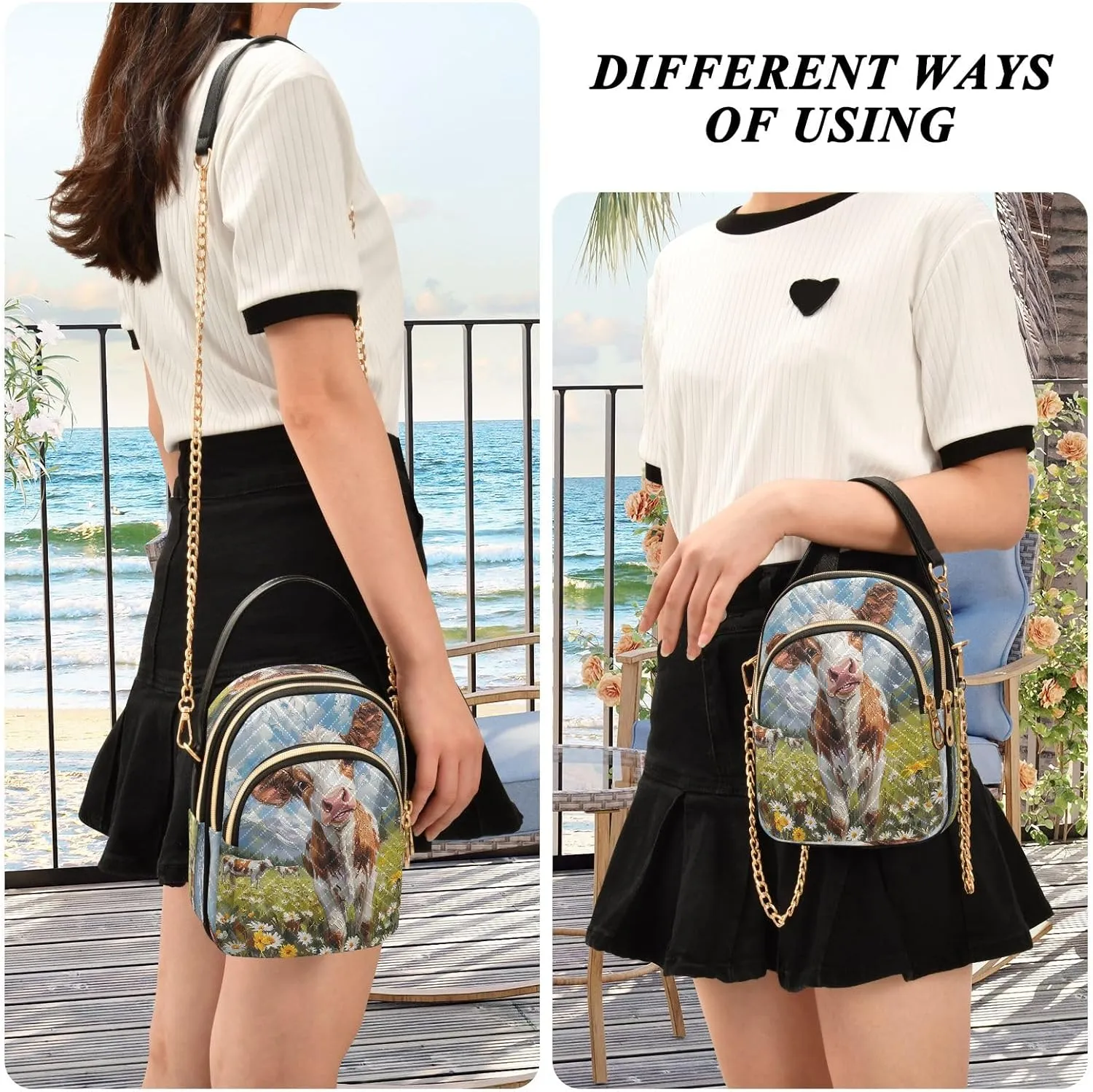 Retro Moon and Sun Cross Body Crossbody Bags for Women, Womens Handbags Trendy Small Shoulder Purses for Women