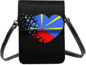 Reunion Island Reunion Islanders Heart Shaped Flag Small Crossbody Bag Is A Shoulder Bag Designed For Women And Girls Cell Phone Crossbody Wallet Purses With Card Slots Adjustable Strap