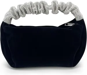 Rhinestone Bags Formal Velvet Evening Clutch for Women Rhinestone Wedding Handbags Prom Cocktail Party Mini Purse Black