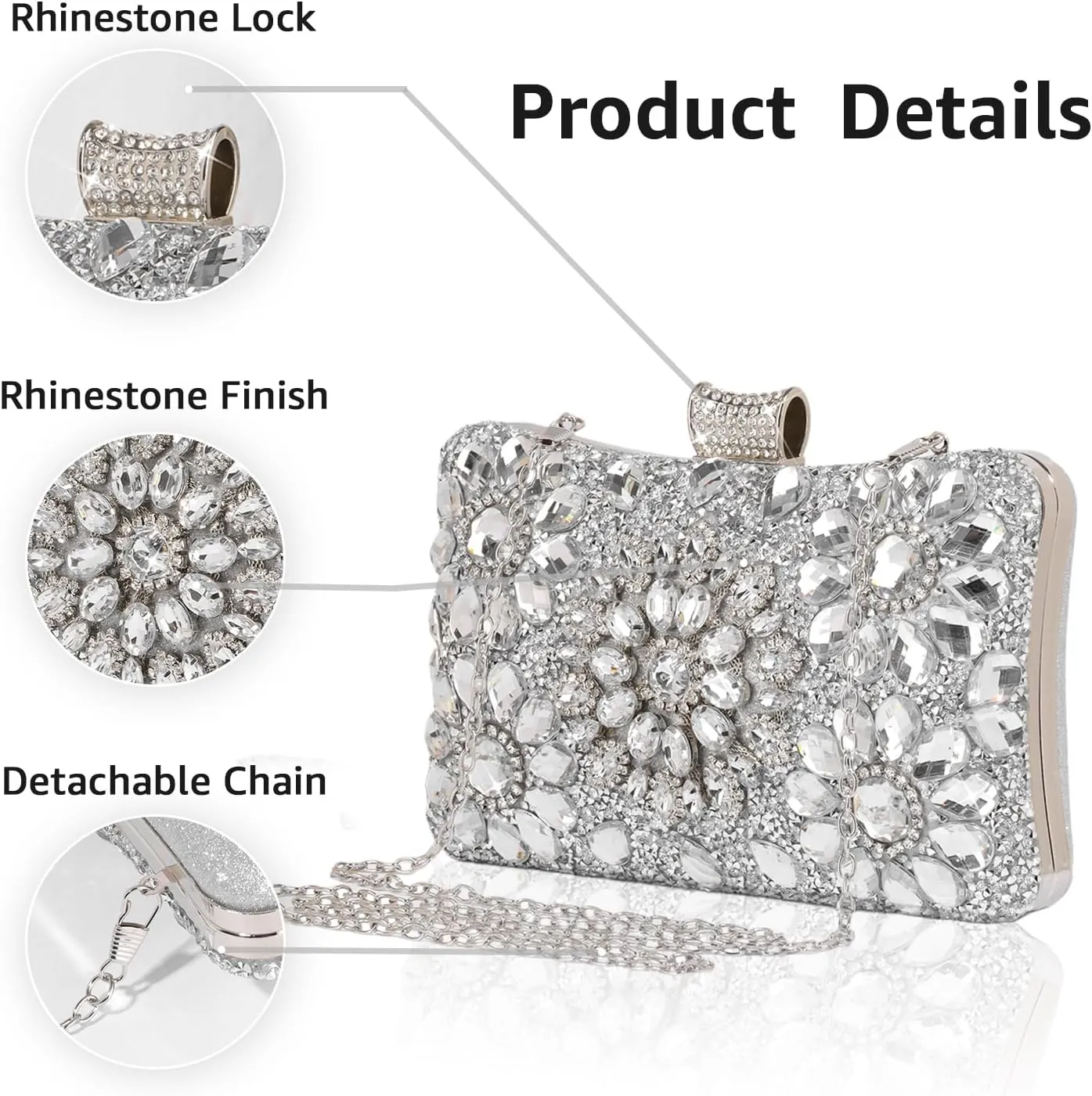 Rhinestone Purses for Women Rhinestone Evening Bag for Wedding Clutch Luxury Handbags Crossbody Bag for Party Prom