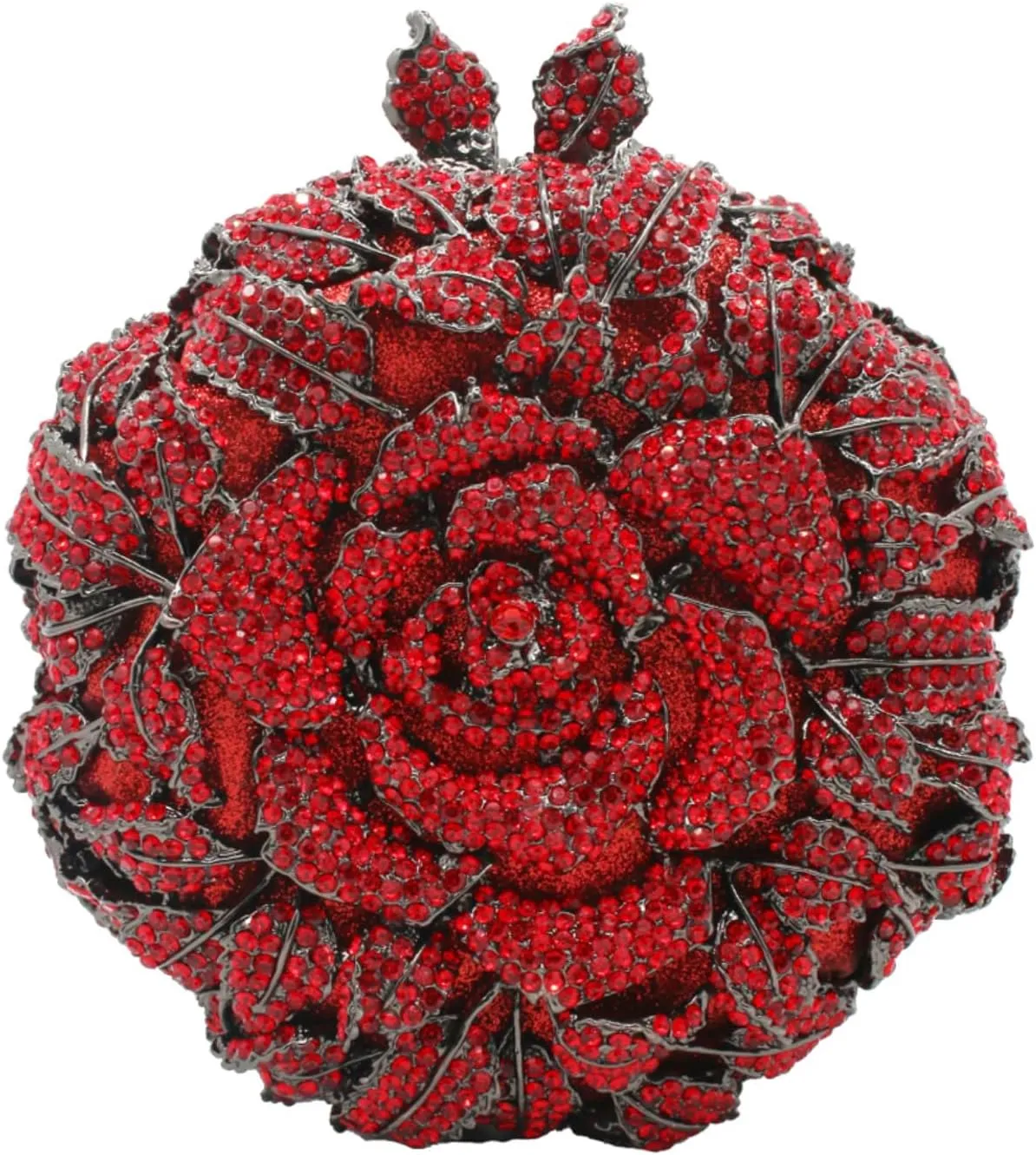 Rhinestone Rose Evening Clutch for Women Diamond Flower Cocktail Handbag Prom Party Shoulder Purse