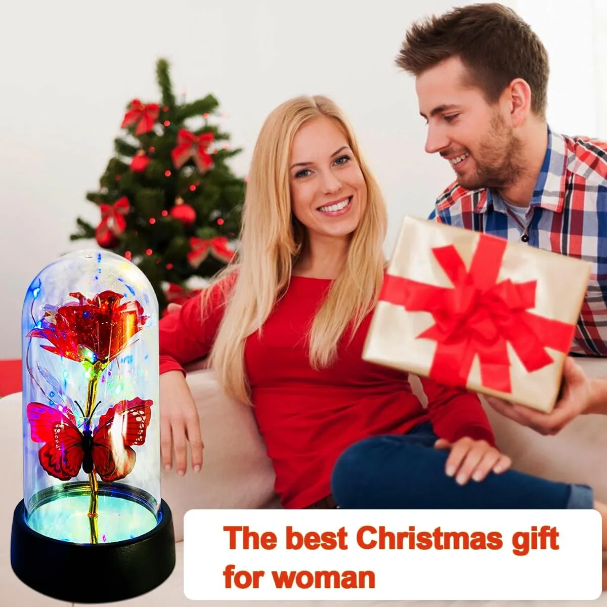 Rose Flower for Mother's Day Ideas, Mothers Day Flowers Gifts for Mom Wife from Daughter Son Husband, Forever Galaxy Rosas Eternas,Light Up Flower In Glass Dome, birthday Butterfly Gifts for women