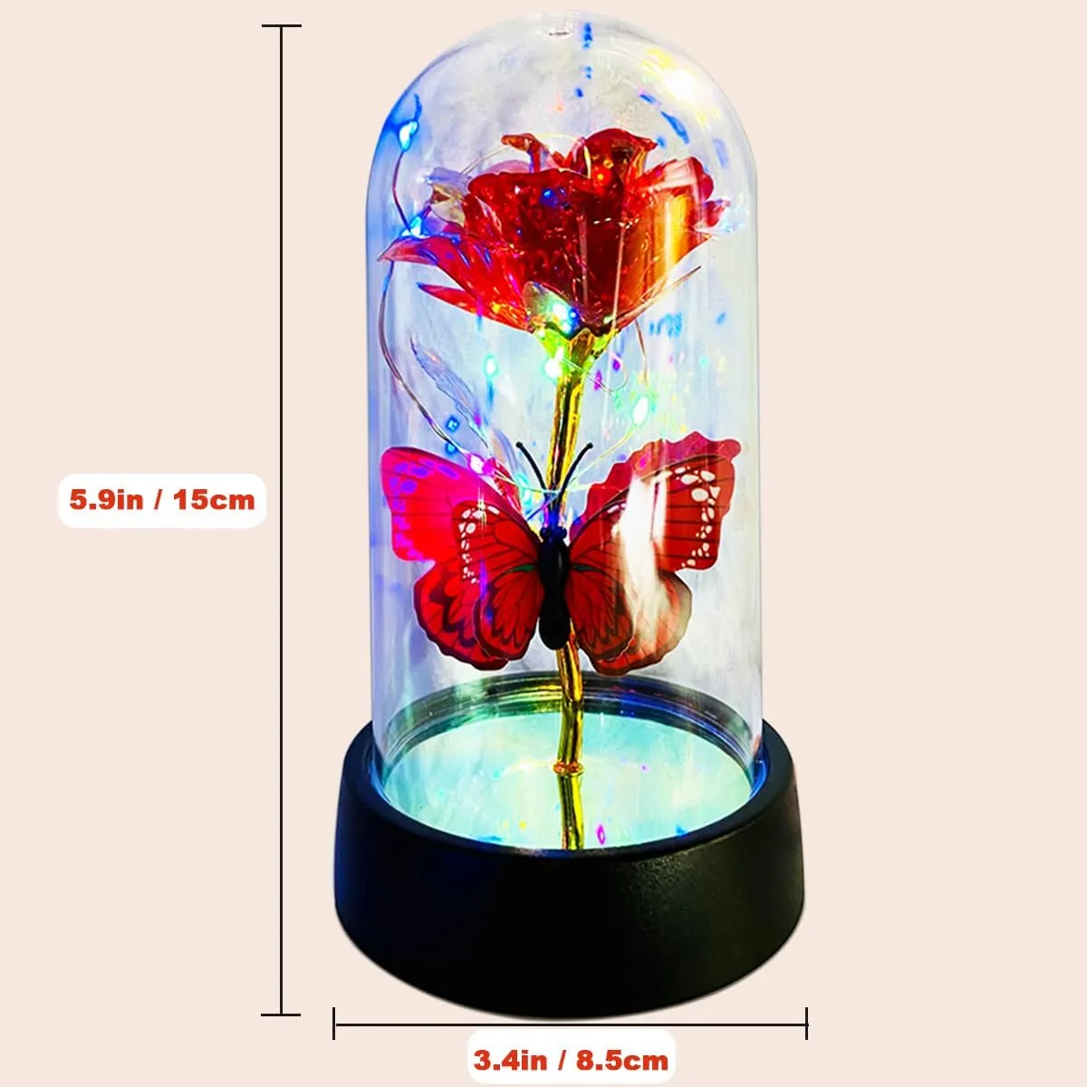 Rose Flower for Mother's Day Ideas, Mothers Day Flowers Gifts for Mom Wife from Daughter Son Husband, Forever Galaxy Rosas Eternas,Light Up Flower In Glass Dome, birthday Butterfly Gifts for women