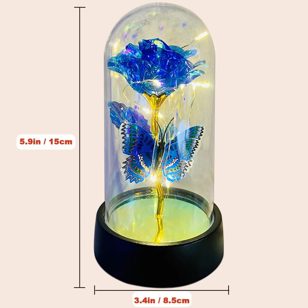 Rose Flower for Mother's Day Ideas, Mothers Day Flowers Gifts for Mom Wife from Daughter Son Husband, Forever Galaxy Rosas Eternas,Light Up Flower In Glass Dome, birthday Butterfly Gifts for women