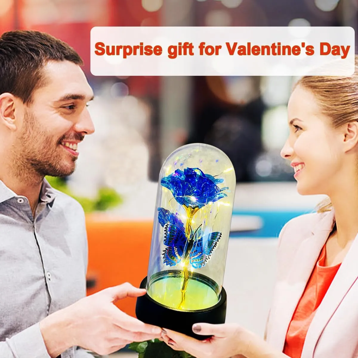 Rose Flower for Mother's Day Ideas, Mothers Day Flowers Gifts for Mom Wife from Daughter Son Husband, Forever Galaxy Rosas Eternas,Light Up Flower In Glass Dome, birthday Butterfly Gifts for women
