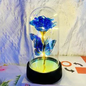 Rose Flower for Mother's Day Ideas, Mothers Day Flowers Gifts for Mom Wife from Daughter Son Husband, Forever Galaxy Rosas Eternas,Light Up Flower In Glass Dome, birthday Butterfly Gifts for women