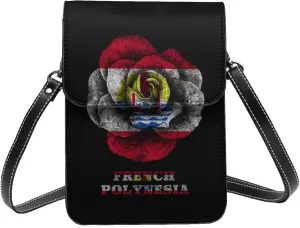 Rose French Polynesia Polynesians Flag Small Crossbody Bag Is A Shoulder Bag Designed For Women And Girls Cell Phone Crossbody Wallet Purses With Card Slots Adjustable Strap