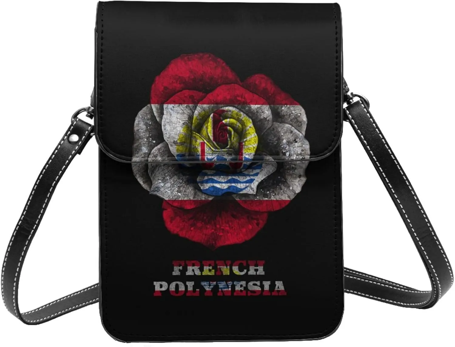 Rose French Polynesia Polynesians Flag Small Crossbody Bag Is A Shoulder Bag Designed For Women And Girls Cell Phone Crossbody Wallet Purses With Card Slots Adjustable Strap