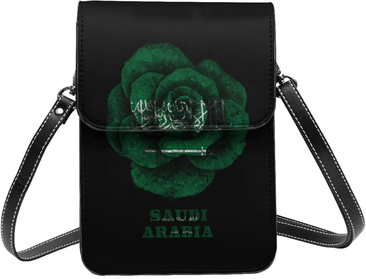 Rose Saudi Arabia Saudi Arabian Flag Small Crossbody Bag Is A Shoulder Bag Designed For Women And Girls Cell Phone Crossbody Wallet Purses With Card Slots Adjustable Strap