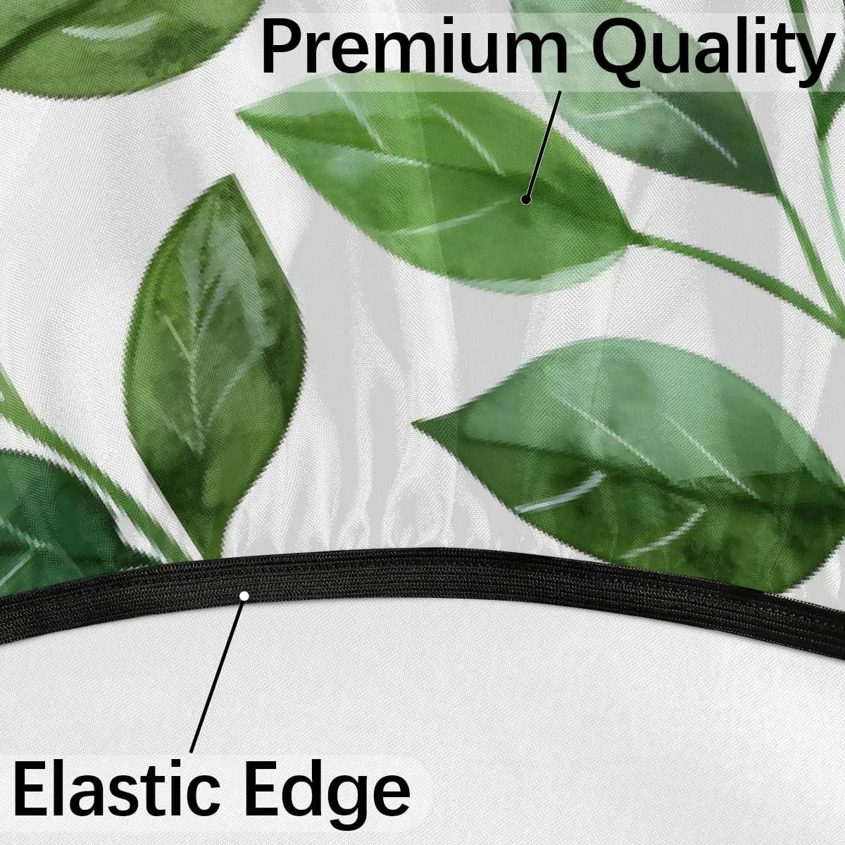 Round Fitted Tablecloth with Umbrella Hole Green Leaves Outdoor Fitted Tablecloth with Zipper Round Elastic Table Cover Waterproof 45"- 56" Outdoor Patio Table Cloth for Picnic Beach