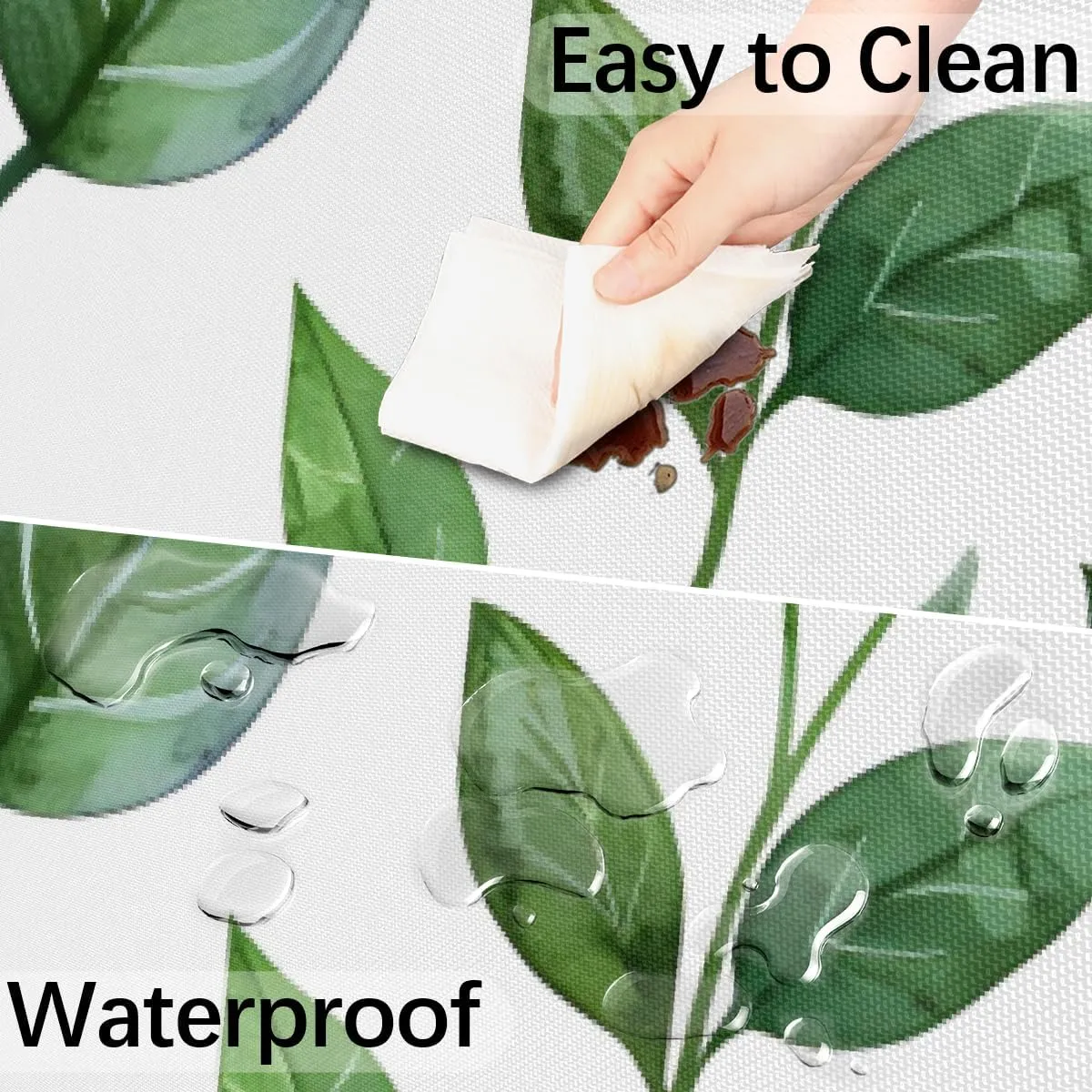 Round Fitted Tablecloth with Umbrella Hole Green Leaves Outdoor Fitted Tablecloth with Zipper Round Elastic Table Cover Waterproof 45"- 56" Outdoor Patio Table Cloth for Picnic Beach