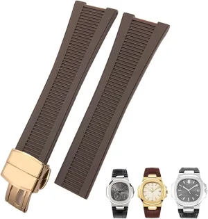 Rubber Silicone Watch Band for Patek Philippe PP 5711 5712G Nautilus Wristband 25mm Black Blue Brown Watchband Sports Strap Men