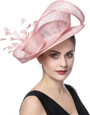 SAFERIN Women's Fascinators Feathers Tea Party Hat Veil Headband with Hair Clip for Cocktail Church