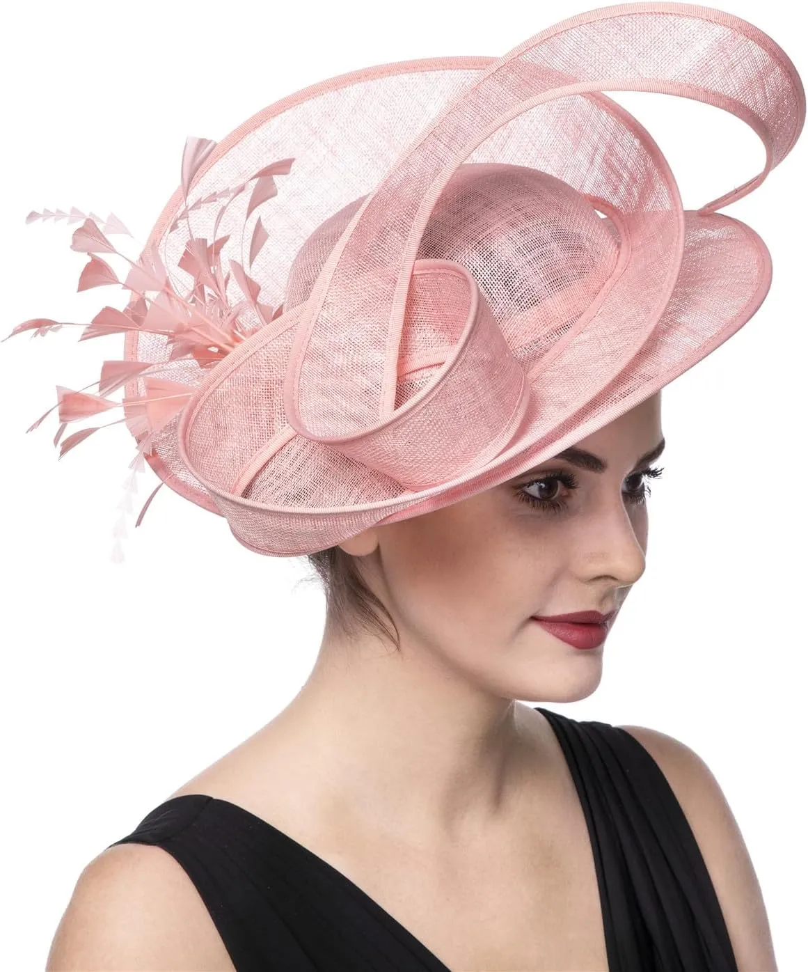 SAFERIN Women's Fascinators Feathers Tea Party Hat Veil Headband with Hair Clip for Cocktail Church