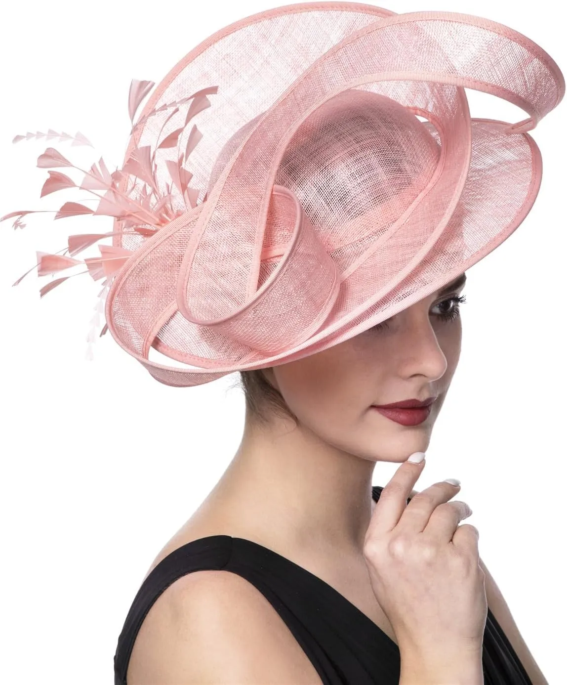 SAFERIN Women's Fascinators Feathers Tea Party Hat Veil Headband with Hair Clip for Cocktail Church