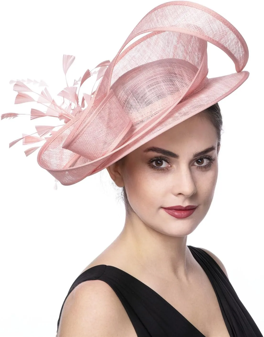 SAFERIN Women's Fascinators Feathers Tea Party Hat Veil Headband with Hair Clip for Cocktail Church