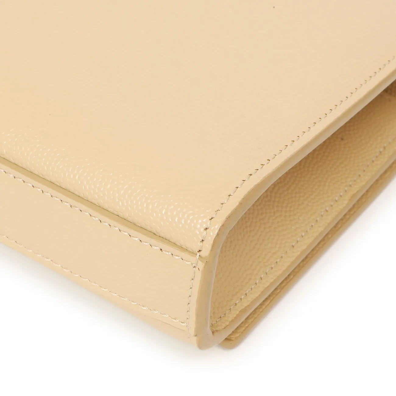 Saint Laurent Beige Grain De Poudre Monogram Cassandre Clutch