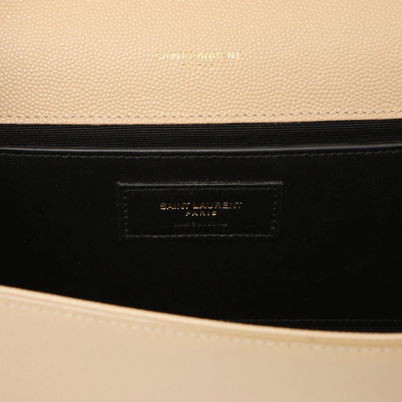 Saint Laurent Beige Grain De Poudre Monogram Cassandre Clutch