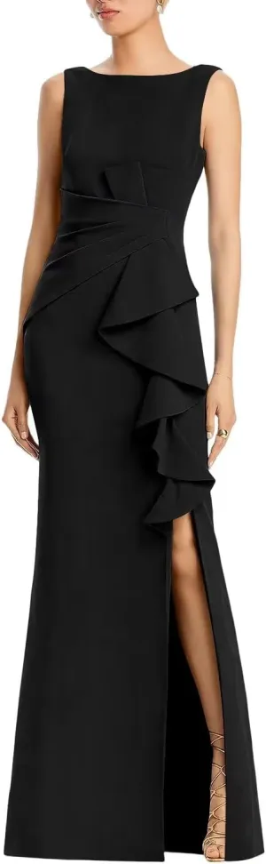 Satin Mermaid Mother of The Bride Dresses Sleeveless Ruched Long Slit Formal Dresses Bodycon Cocktail Gowns XOD0366