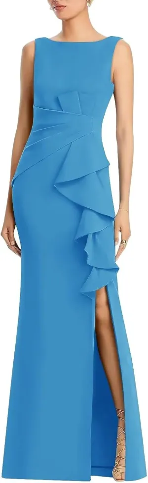 Satin Mother of Bride Dresses for Wedding Long Mermaid Formal Dresses with Slit