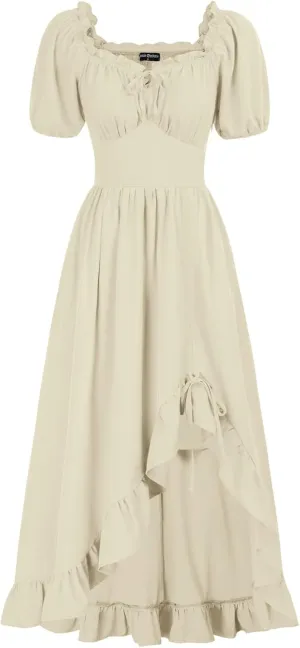 Scarlet Darkness Renaissance Dress Women Cottagecore Corset Dress Ruffle Maxi Dress with Pockets