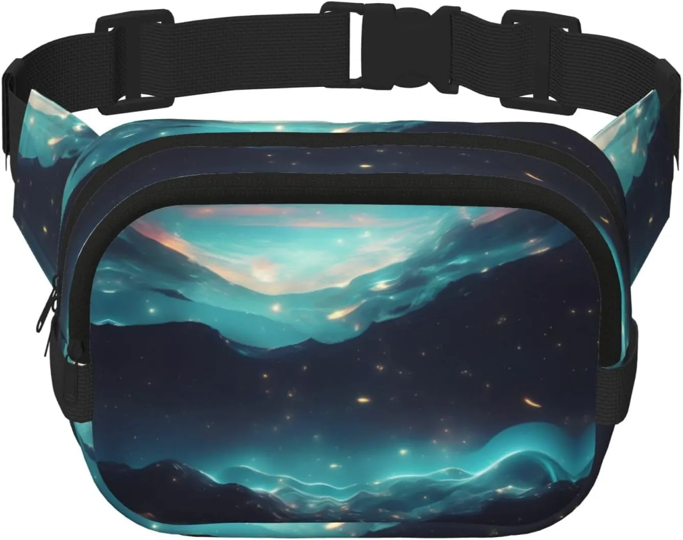 Science Fiction Stars Fitness travel shoulder bag, fashionable and casual waist bag, square double-layer waist bag