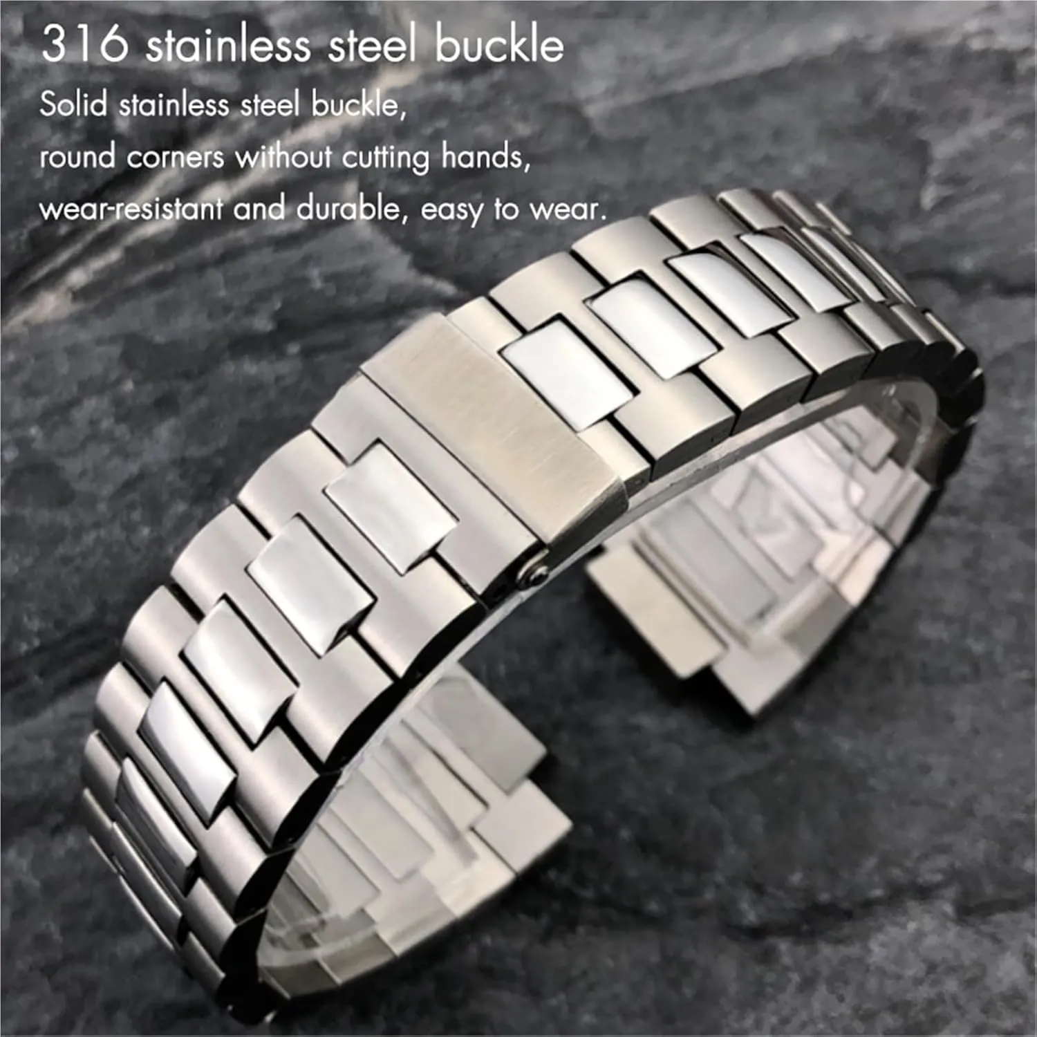 SCRUBY 13mm Stainless Steel Watchband 25mm，For Patek Philippe NAUTILUS 5711 5726 Silver Metal Watch Strap Bracelets