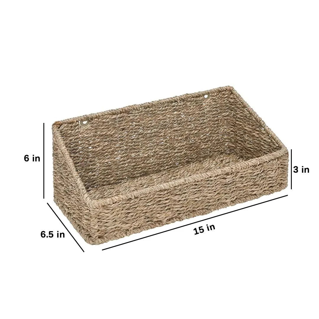 Seagrass Wall Organizer with Wall Baskets (Set of 2) AKLOV