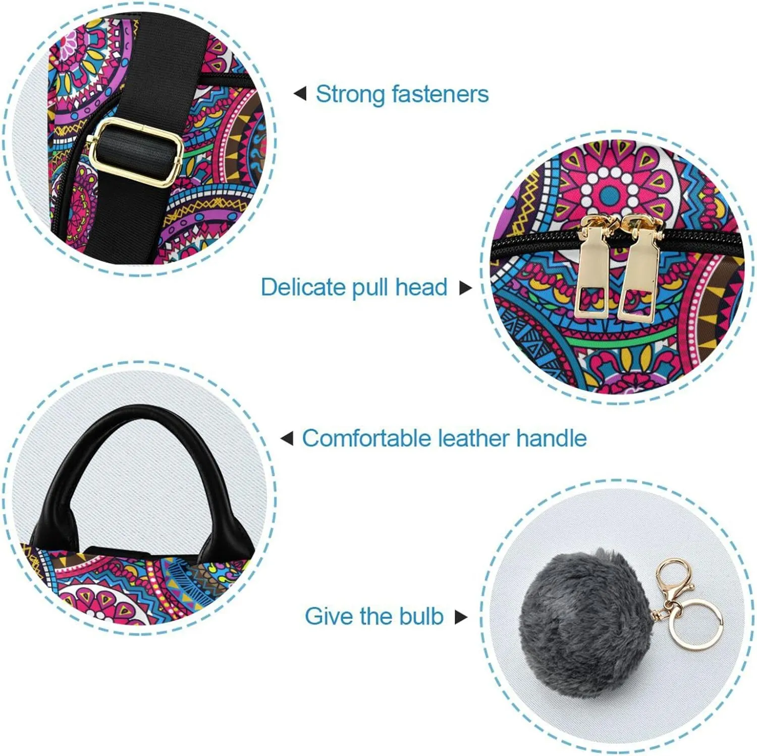 senya Women's Fashion Backpack Purses, Boho Hippie Mandala Backpack Shoulder Bag for Women
