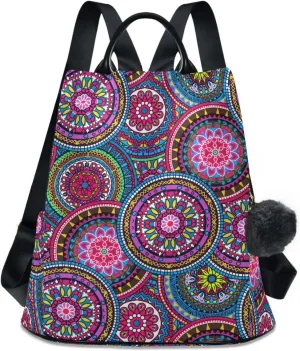 senya Women's Fashion Backpack Purses, Boho Hippie Mandala Backpack Shoulder Bag for Women