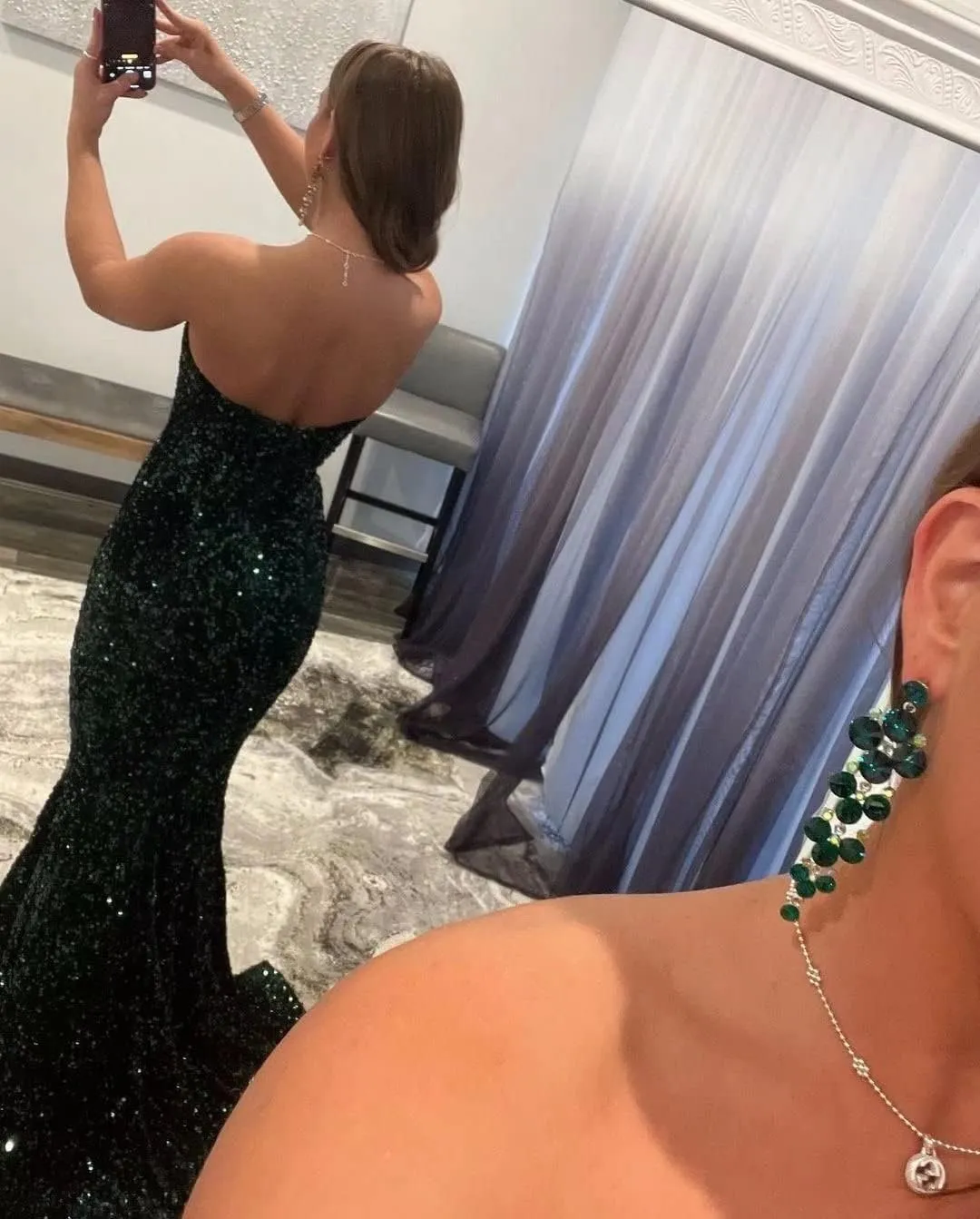 Sequin Evening Dresses for Women Formal Sexy Long Prom Party Gowns Mermaid Sparkly V-Neck Homecoming Dress
