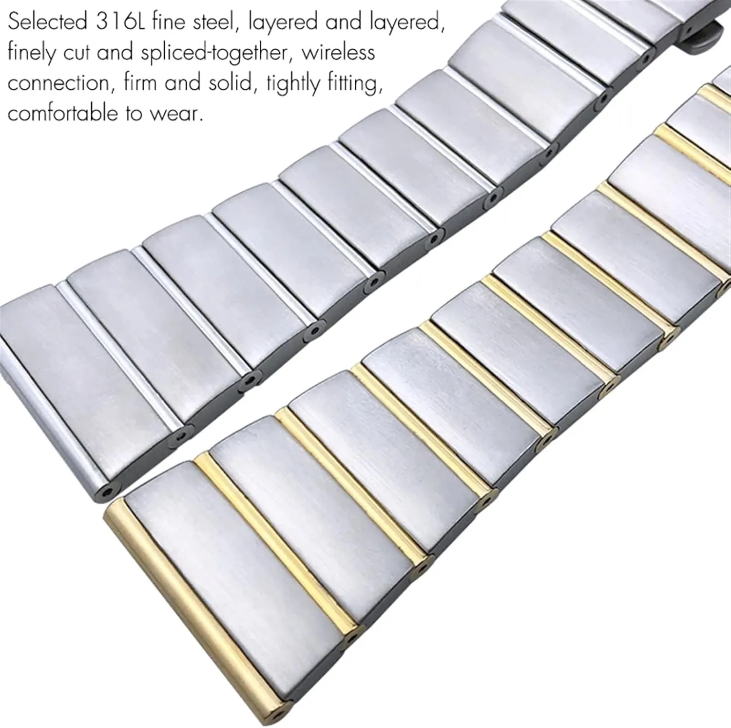 SERDAS 15mm 17mm 18mm 23mm 25mm Concave Shape Stainless Steel Watchband Fit for Omega Constellation Silver Watch Strap Solid Bracelets
