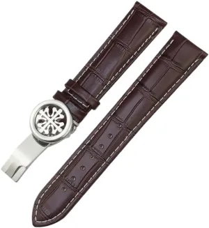SERDAS 19mm 20mm 21mm 22mm Real Leather Watch Strap，For Patek Philippe AQUANAUT PP 5167A Cowhide Watchband Butterfly Buckle