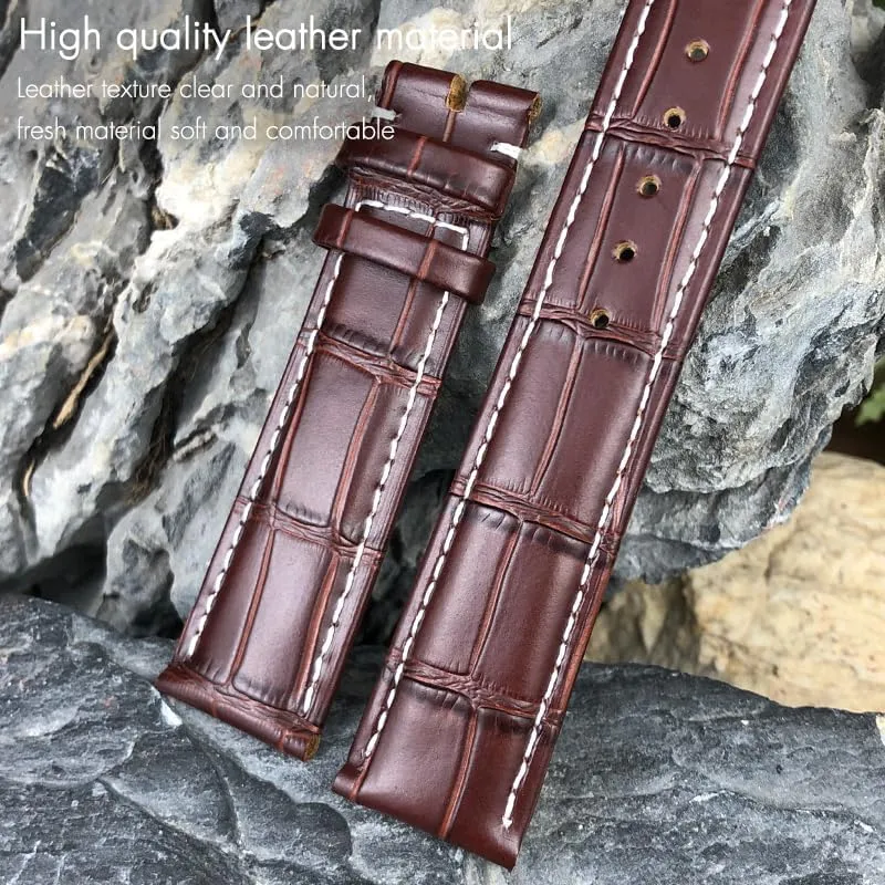 SERDAS 19mm 20mm 21mm 22mm Real Leather Watch Strap，For Patek Philippe AQUANAUT PP 5167A Cowhide Watchband Butterfly Buckle
