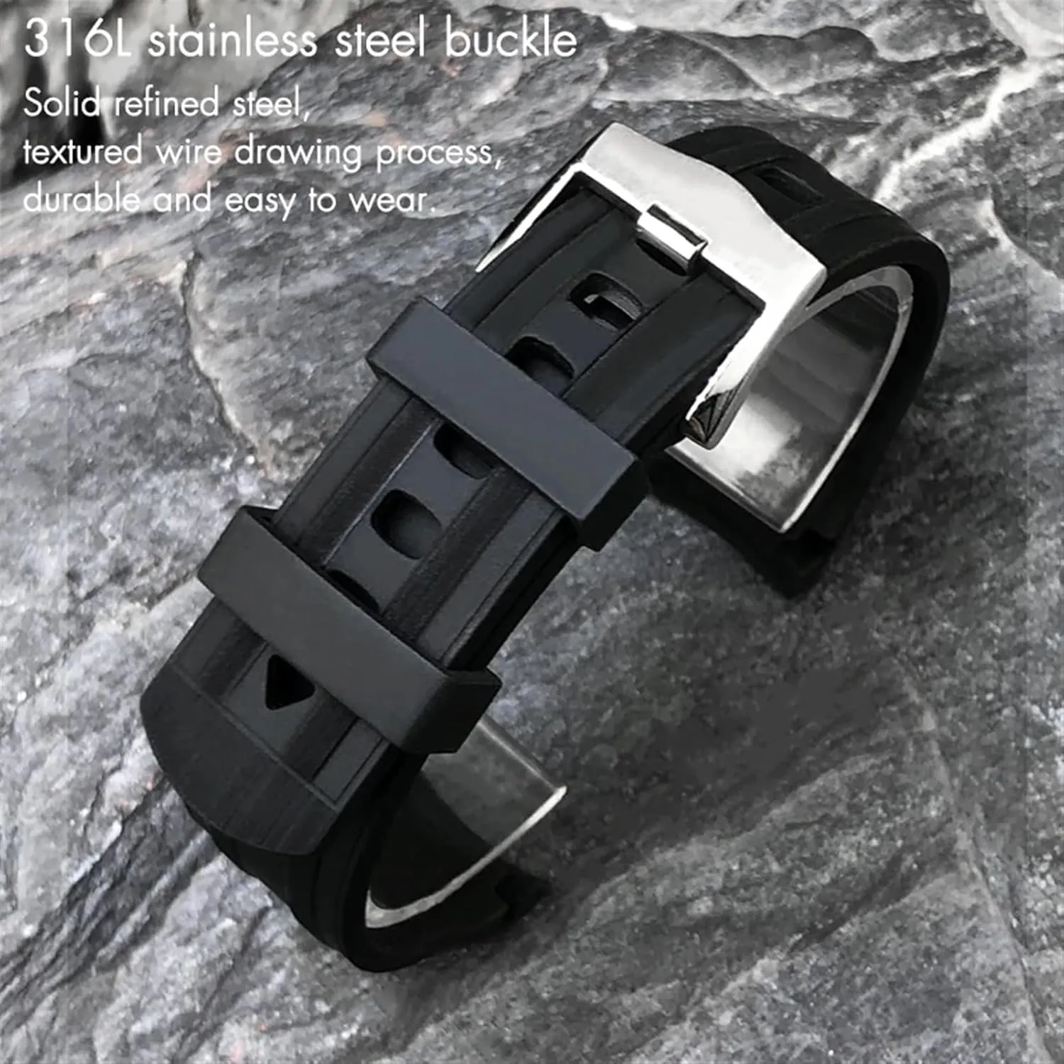 SERDAS 20mm 21mm 19mm Fluorous Silicone Rubber Watchband For Omega New Seamaster Diver 300 Black Blue Soft Watch Strap