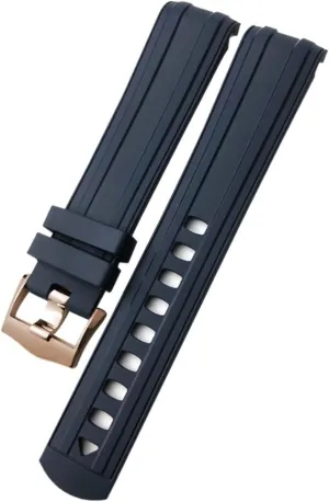 SERDAS 20mm 21mm 19mm Fluorous Silicone Rubber Watchband For Omega New Seamaster Diver 300 Black Blue Soft Watch Strap