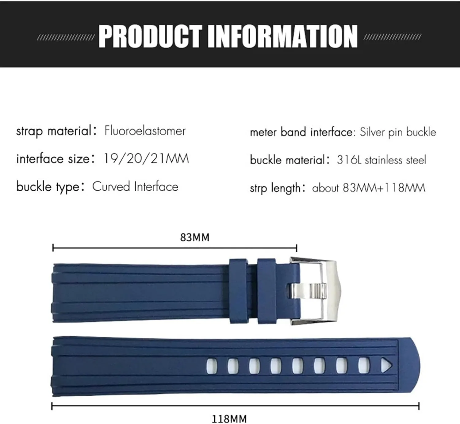 SERDAS 20mm 21mm 19mm Fluorous Silicone Rubber Watchband For Omega New Seamaster Diver 300 Black Blue Soft Watch Strap