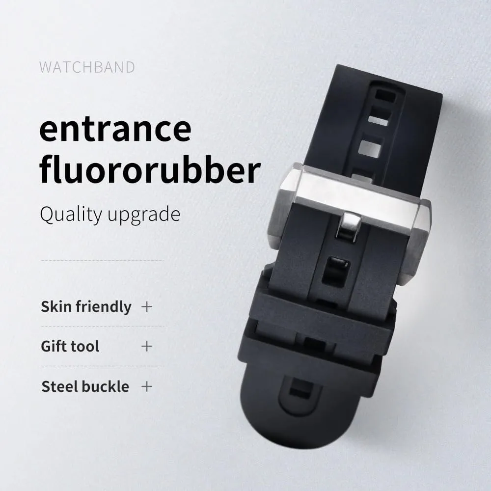 SERDAS 23mm Fluorous FKM Rubber Soft WatchBands For Blancpain Strap Fifty Fathoms 5000 5015 Watch Belt Bracelets Replacement