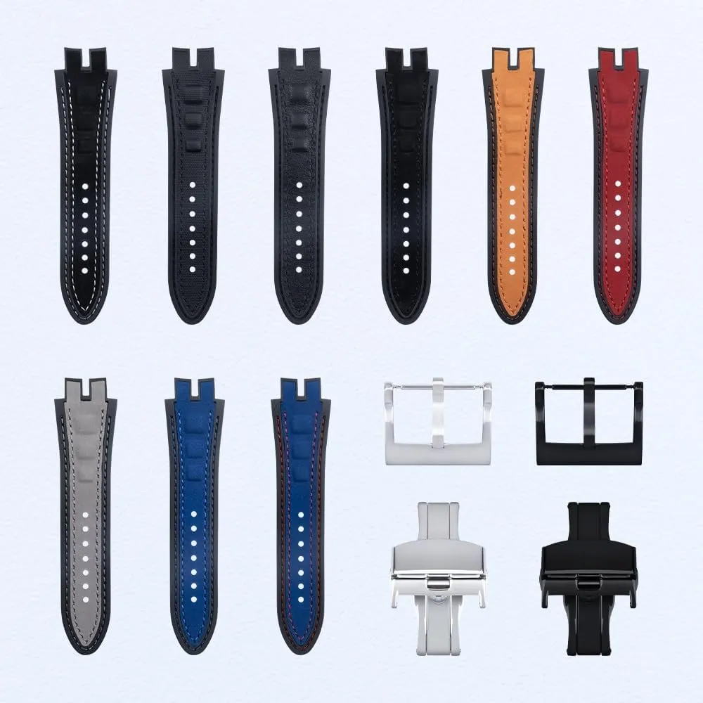 SERDAS 28mm Nubuck Leather Belt Silicone Watch Band Accessories ，For Roger Dubuis Strap For EXCALIBUR Series