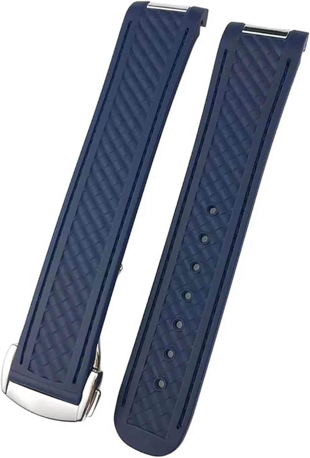 SERDAS Curved 19mm 20mm 21mm Rubber Watchband Fit For Omega AT150 Seamaster 300 AQUA TERRA Diving Bracelets Black Blue Silicone Watch Strap