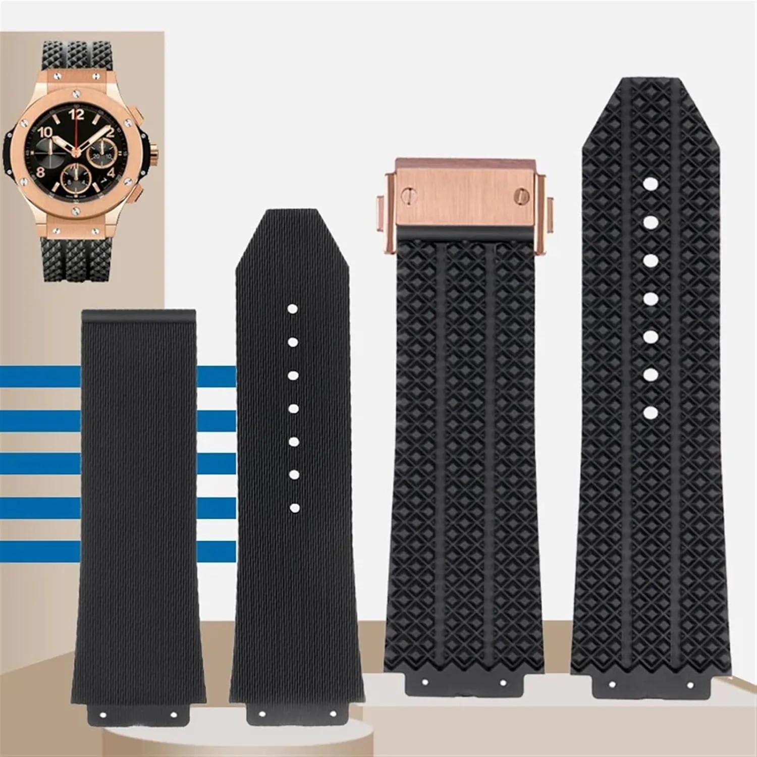 SERDAS FKM Fluorosilicone watchbands For HUBLOT BIG BANG Silicone 25 * 17mm 26 * 19mm Waterproof Men's Watch Strap Chain Watch Rubber Bracelet Wristband