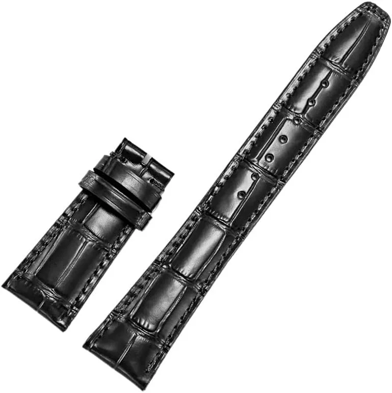 SERDAS Leather Watch Band Compatible For IWC Replacement Straps Classic Alligator Texture 20mm 21mm 22mm For IWC Big PILOT Spitfire GUN IW5009 IW3777 Rivets Cowhide Watch Strap