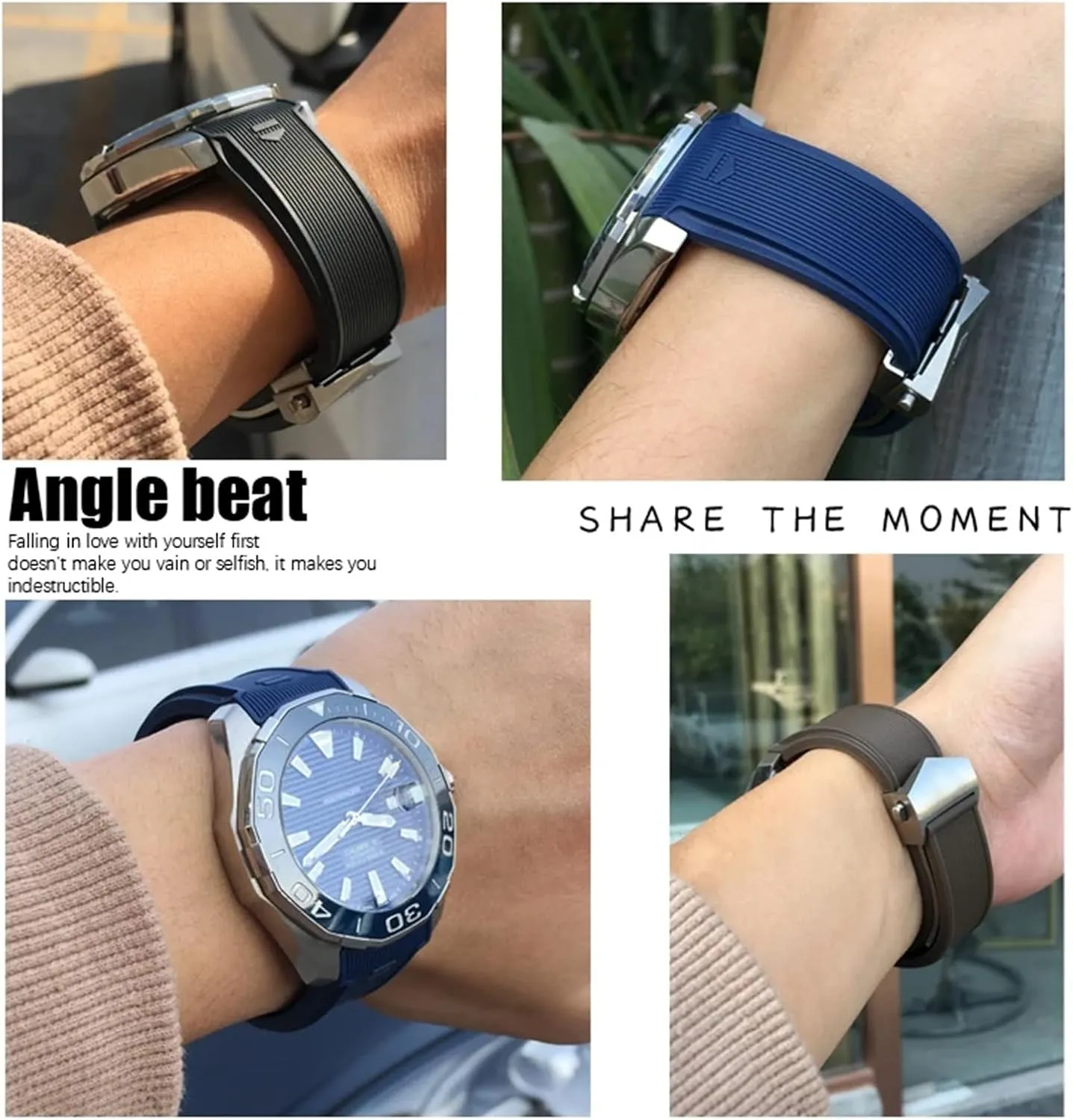 SERDAS Natural Rubber Watchband 20mm 22mm Fit for TAG Watch Heuer Aquaracer 300 500 Diving Strap Sports Silicone Wristband