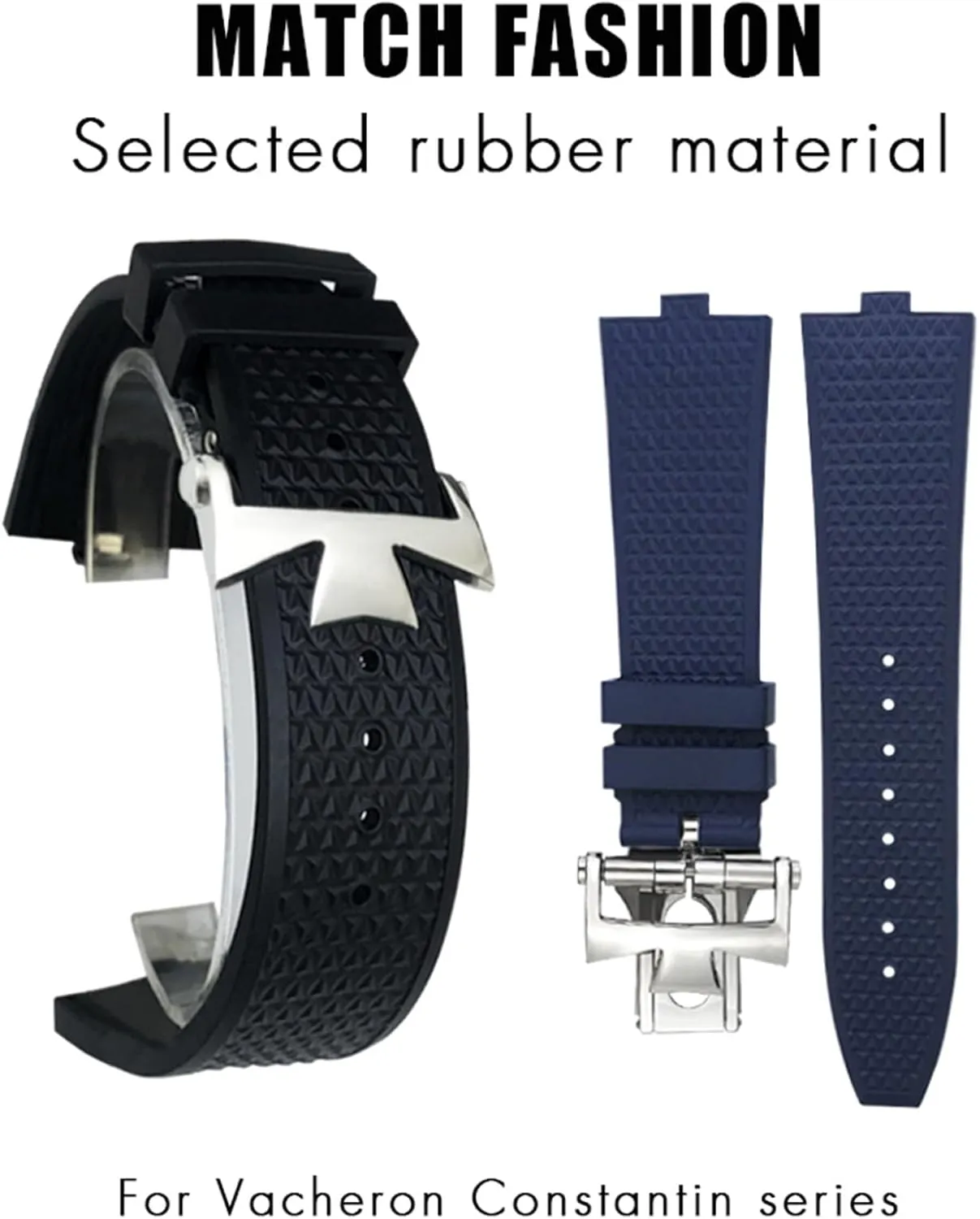 SERDAS Quick Release Fluoros Rubber Watchbands 24x7mm For Vacheron Constantin VC Overseas Screw Buckle Watch Strap