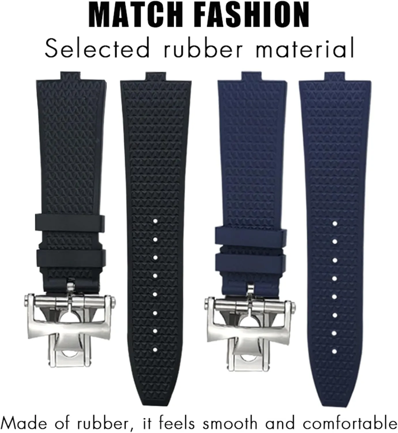 SERDAS Quick Release Fluoros Rubber Watchbands 24x7mm For Vacheron Constantin VC Overseas Screw Buckle Watch Strap