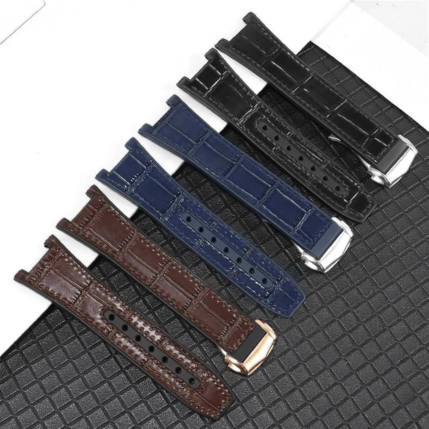 SERDAS Substitute For Omega Constellation Double Eagle 131.133 Series Watchband Manhattan Rubber Cowhide Male Observatory Strap Notch 25-14mm