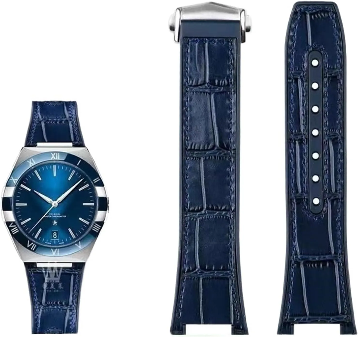 SERDAS Substitute For Omega Constellation Double Eagle 131.133 Series Watchband Manhattan Rubber Cowhide Male Observatory Strap Notch 25-14mm