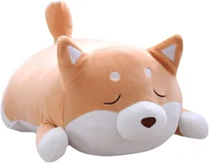 Shiba Inu Dog Plush Pillow, Cute Corgi Akita Stuffed Animals Doll Toy Gifts for Valentine's Gift, Christmas,Sofa Chair, Brown Blink 15"